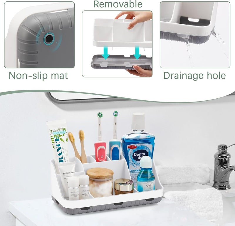 GFWARE Toothbrush Holders for Bathrooms Countertop Organizer - Kids Electric Toothbrush and Toothpaste Holder Detachable 7 Slots Tooth Brush Organization Bathroom Accessories Storage Vanity, White - Image 3